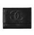 Chanel Vintage CC Trifold Wallet, &pound;280, Accessories, Black, Caviar Leather, Front view